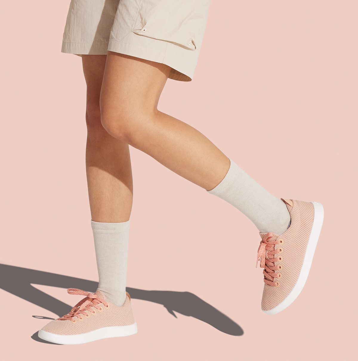 Woman wearing Wasatch Allbirds Tree Pipers and Allbirds High Socks